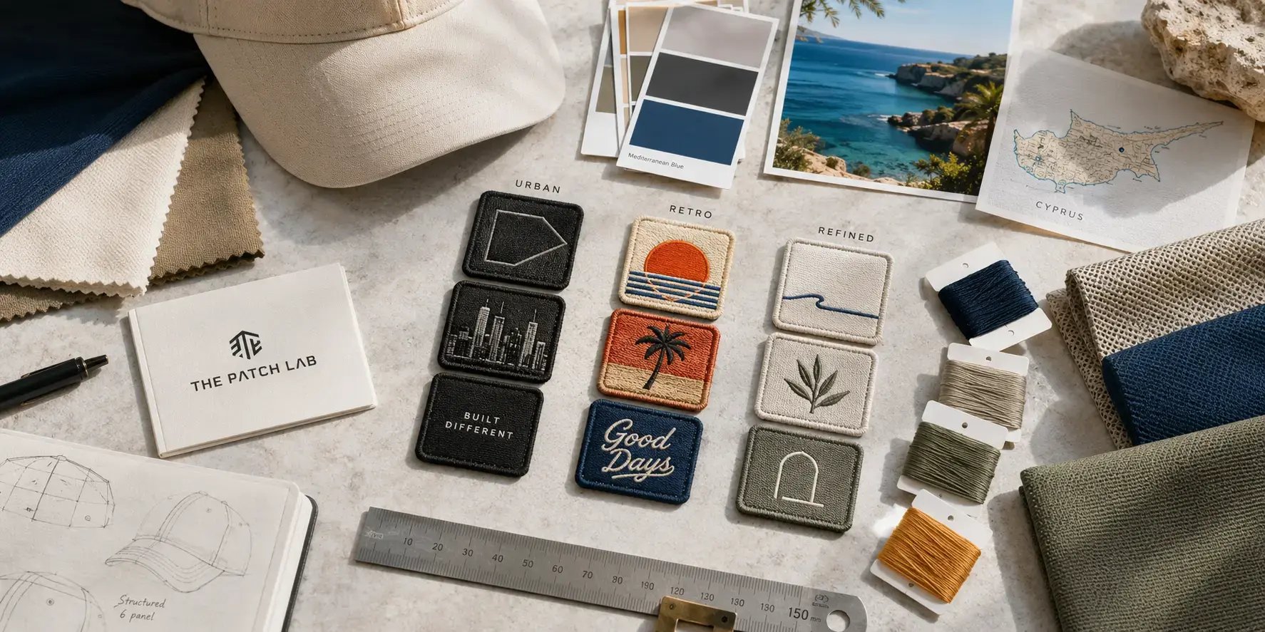 Custom caps Cyprus design process using meaningful symbols, deliberate colours and balanced personal details