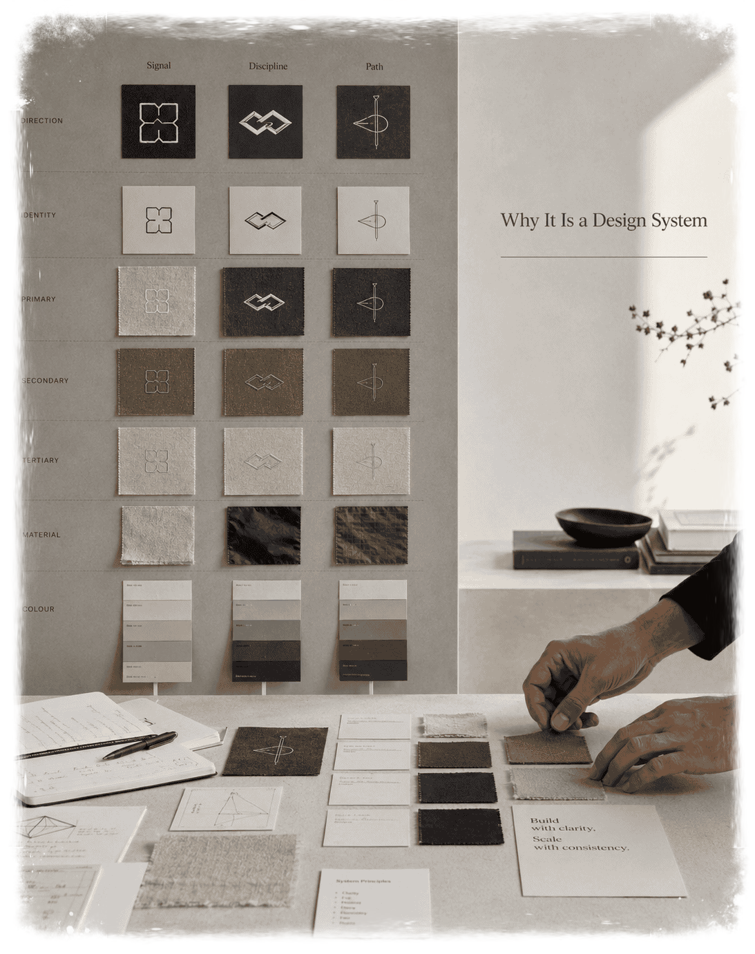 The Patch Lab design system showing symbols, colours and patch details used to create personal headwear The Patch Lab design system showing symbols, colours and patch details used to create personal headwear