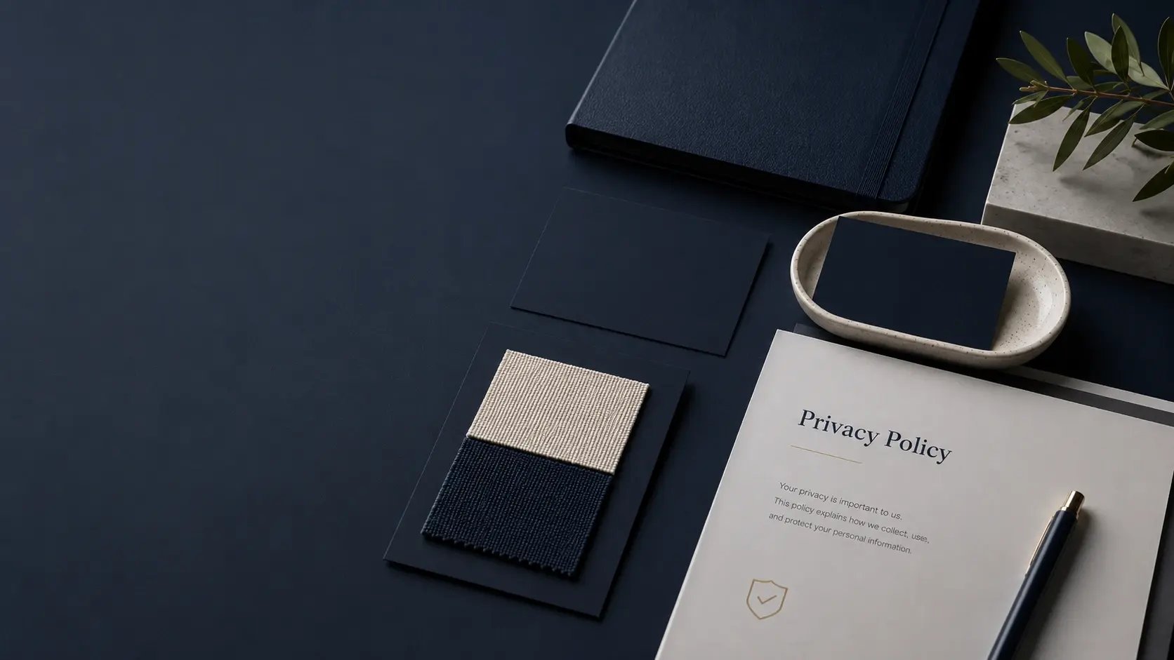 The Patch Lab Cyprus privacy policy represented with branded stationery and website privacy information.